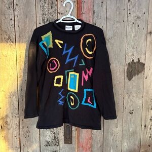 Black Geometric Pattern Women's Sweater
